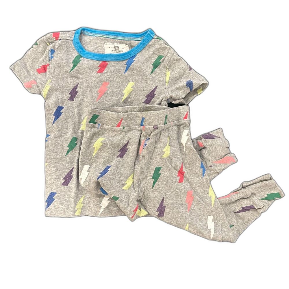 Crewcuts Sleepwear Lightning Bolt Top & Pants Pajama Set Gray Kids Size 3